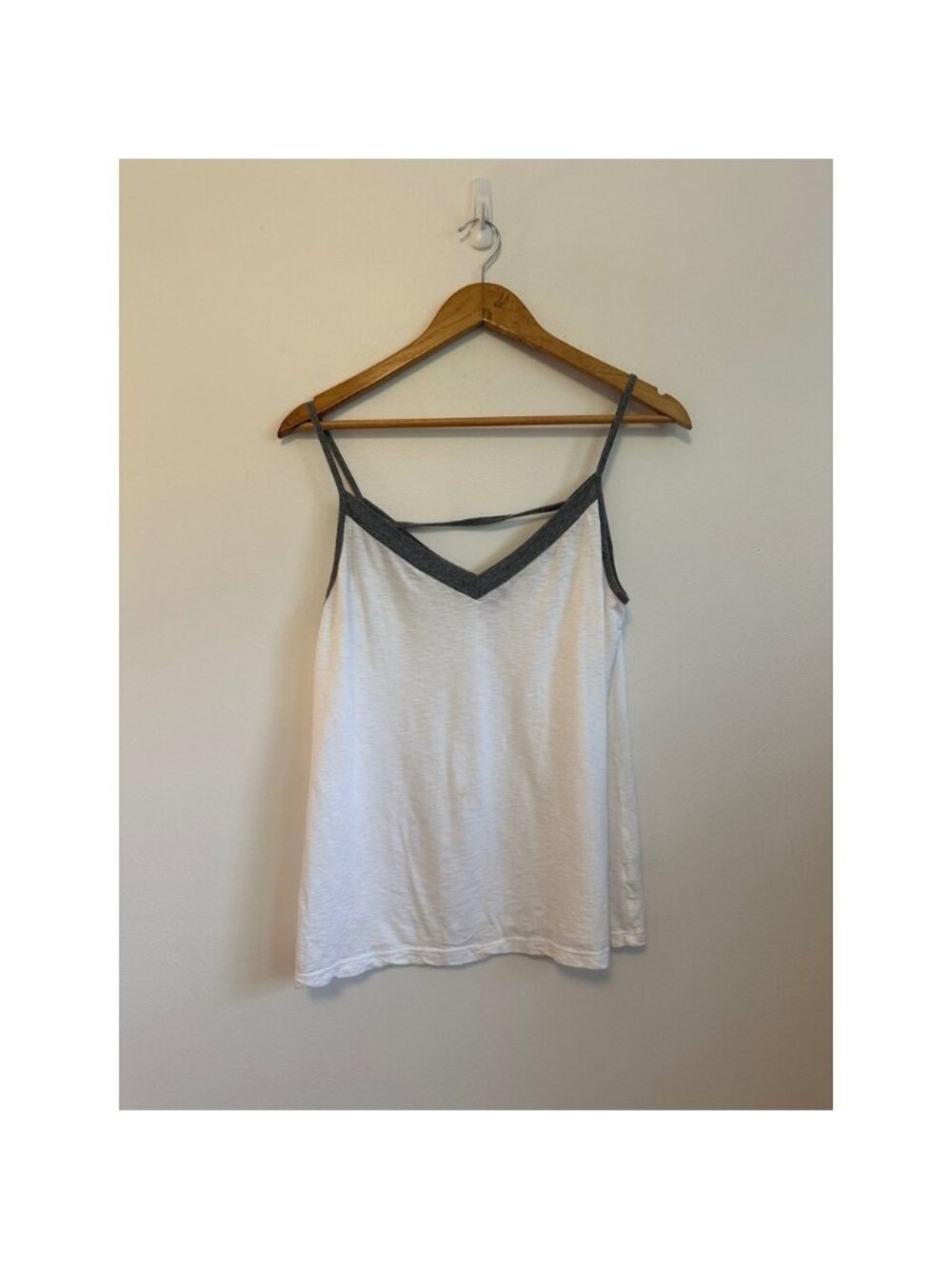 Michael Stars Supima Cotton Slub Knit V-Neck Cami Tank Top in White | OS